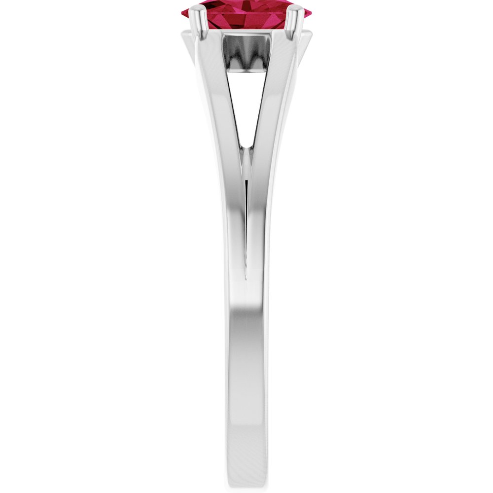 Sterling Silver Imitation Ruby Solitaire Youth Ring       