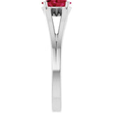 Sterling Silver Imitation Ruby Solitaire Youth Ring       