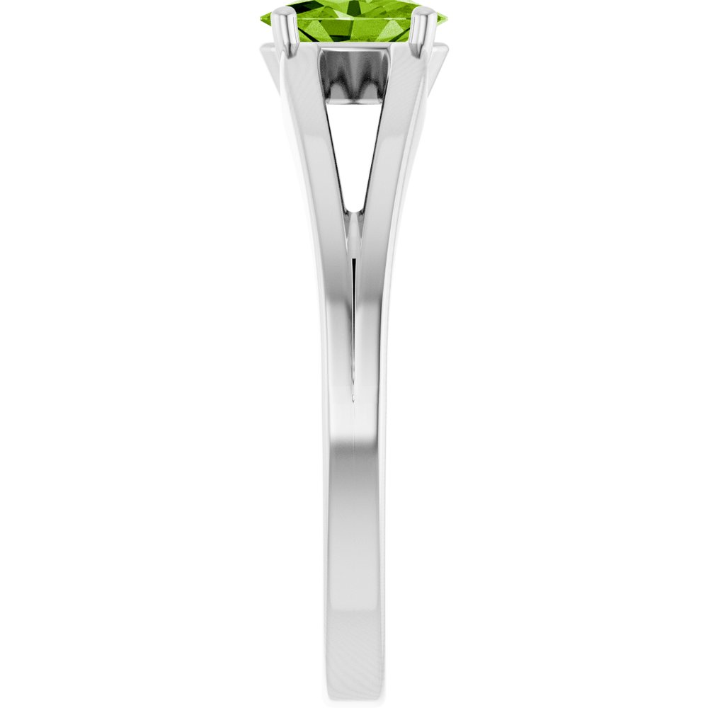 14K White Natural Peridot Youth Solitaire Ring