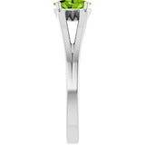 14K White Natural Peridot Youth Solitaire Ring