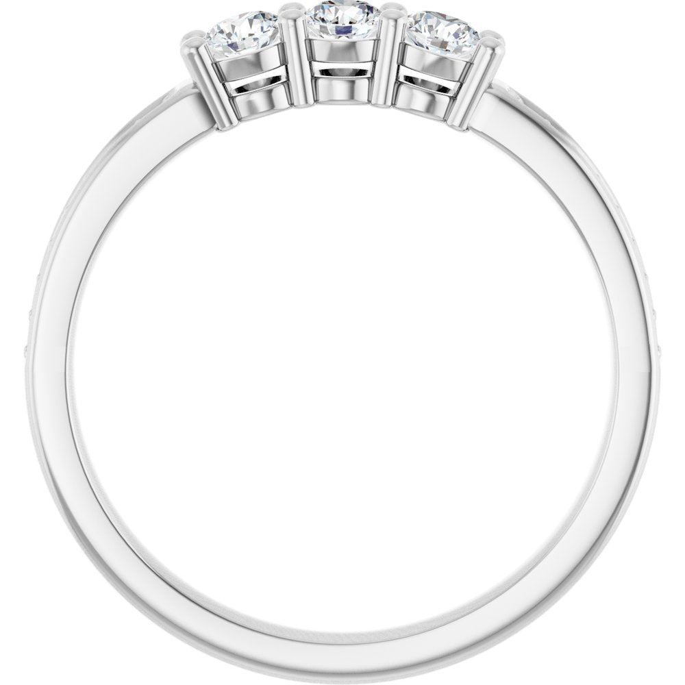 14K White 3-Stone .06 CTW Lab-Grown Diamond Semi-Set Family Ring
