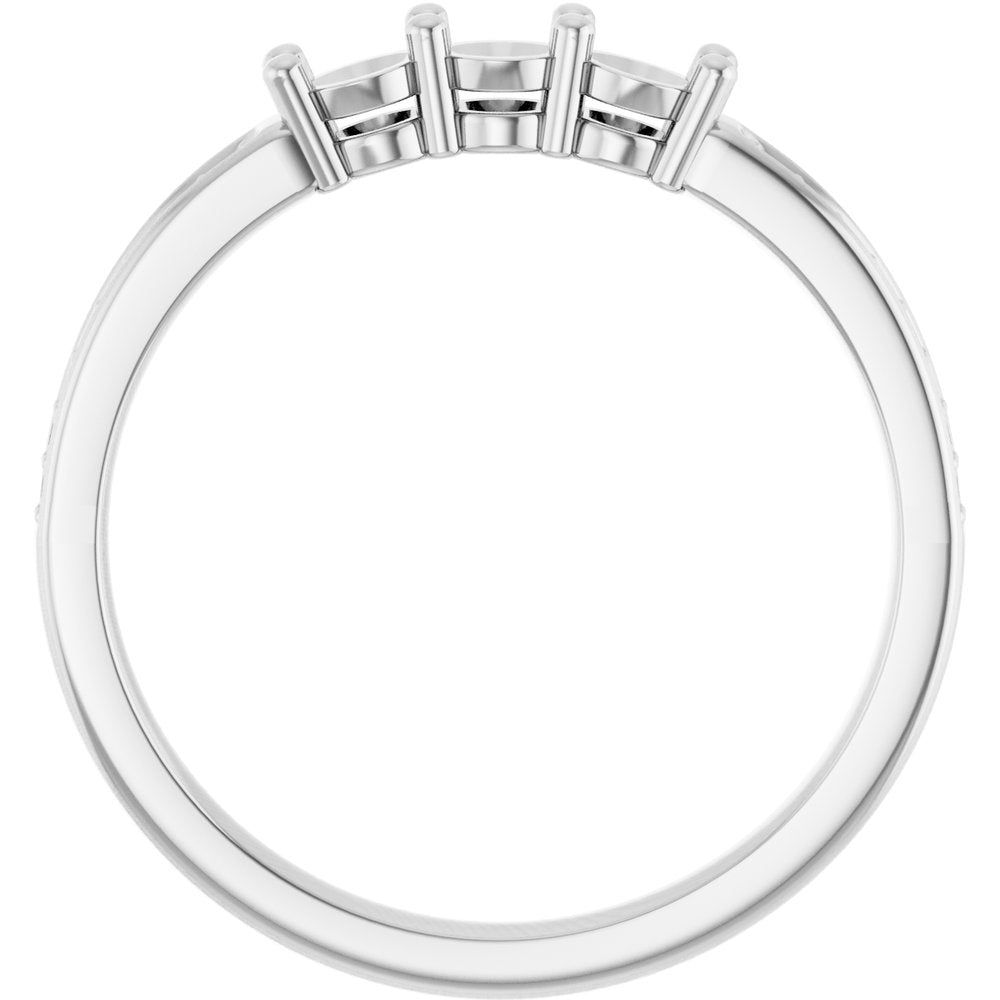 14K White 3-Stone .06 CTW Lab-Grown Diamond Semi-Set Family Ring