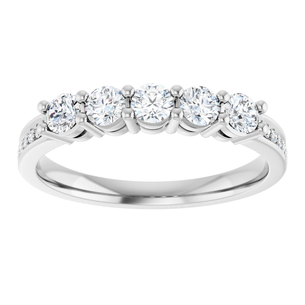 14K White 5-Stone .04 CTW Lab-Grown Diamond Semi-Set Family Ring