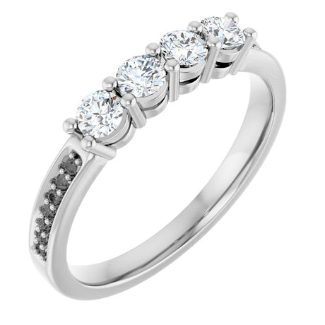 14K White 4-Stone .05 CTW Lab-Grown Diamond Semi-Set Family Ring