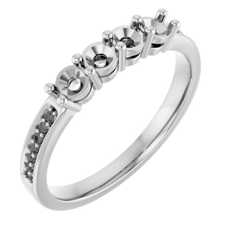 14K White 4-Stone .05 CTW Lab-Grown Diamond Semi-Set Family Ring