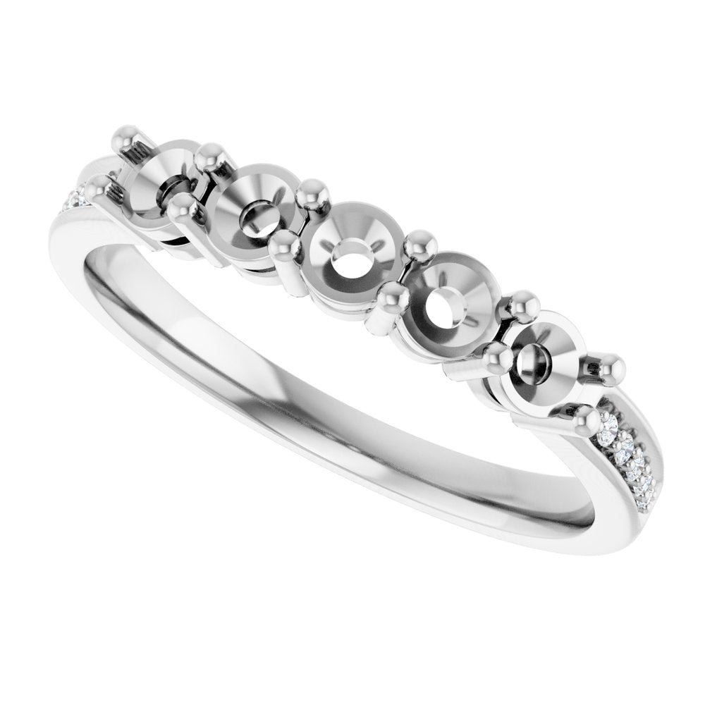 14K White 5-Stone .04 CTW Lab-Grown Diamond Semi-Set Family Ring