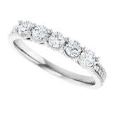 14K White 5-Stone .04 CTW Lab-Grown Diamond Semi-Set Family Ring