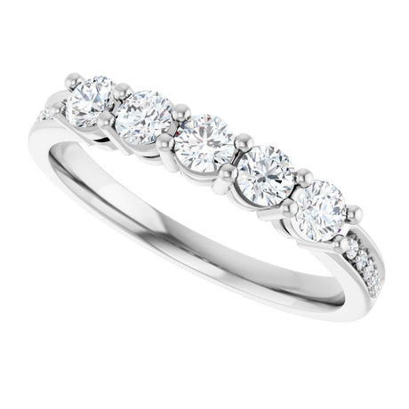 14K White 5-Stone .04 CTW Lab-Grown Diamond Semi-Set Family Ring