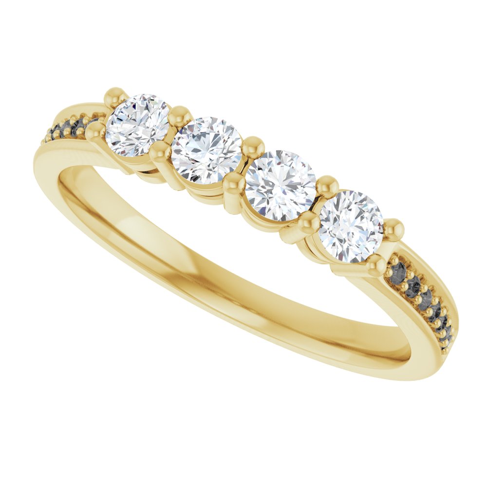 14K Yellow 4-Stone .05 CTW Lab-Grown Diamond Semi-Set Family Ring