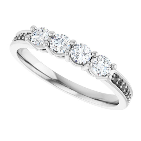 14K White 4-Stone .05 CTW Lab-Grown Diamond Semi-Set Family Ring