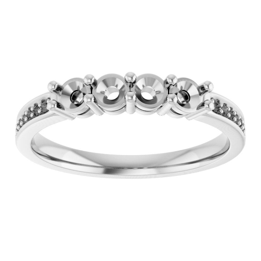 14K White 4-Stone .05 CTW Lab-Grown Diamond Semi-Set Family Ring