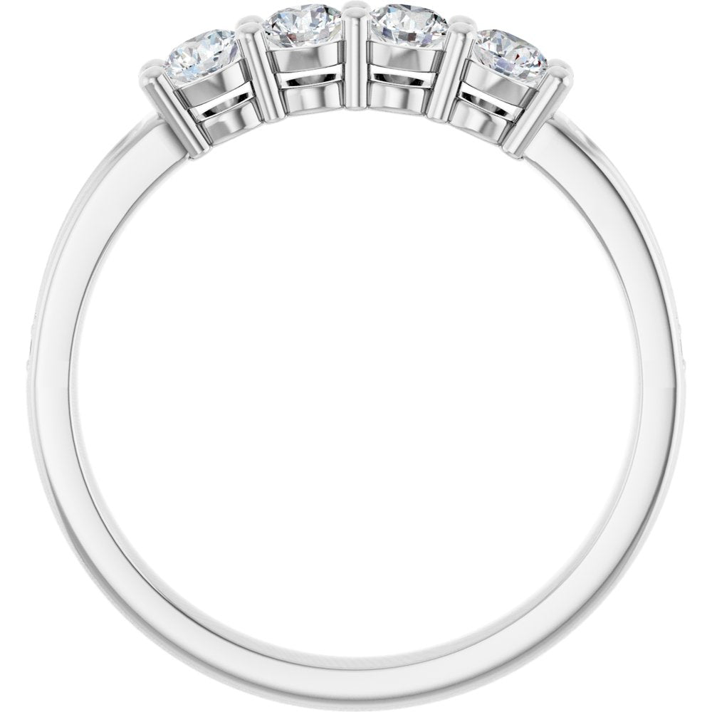 14K White 4-Stone .05 CTW Lab-Grown Diamond Semi-Set Family Ring
