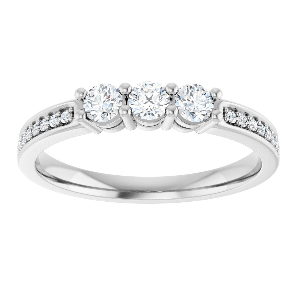 14K White 3-Stone .06 CTW Lab-Grown Diamond Semi-Set Family Ring