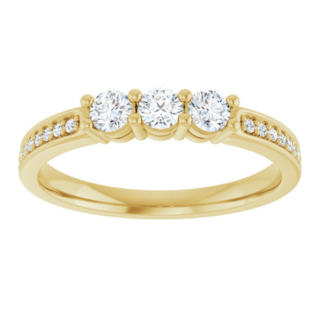 14K Yellow 3-Stone .06 CTW Lab-Grown Diamond Semi-Set Family Ring