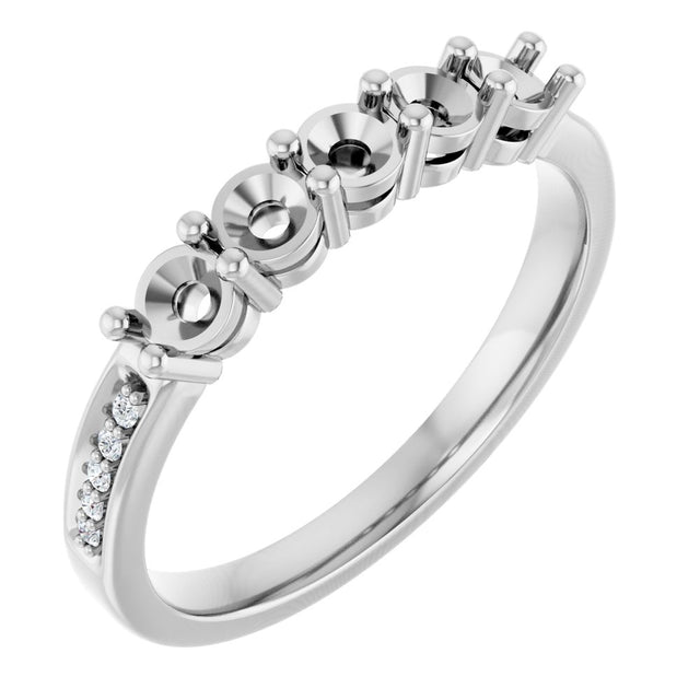 14K White 5-Stone .04 CTW Lab-Grown Diamond Semi-Set Family Ring