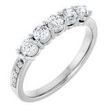 14K White 5-Stone .04 CTW Lab-Grown Diamond Semi-Set Family Ring