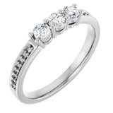 14K White 3-Stone .06 CTW Lab-Grown Diamond Semi-Set Family Ring