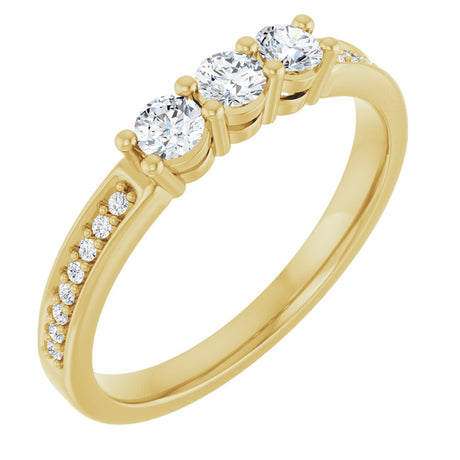 14K Yellow 3-Stone .06 CTW Lab-Grown Diamond Semi-Set Family Ring