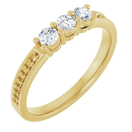 14K Yellow 3-Stone .06 CTW Lab-Grown Diamond Semi-Set Family Ring