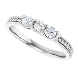 14K White 3-Stone .06 CTW Lab-Grown Diamond Semi-Set Family Ring