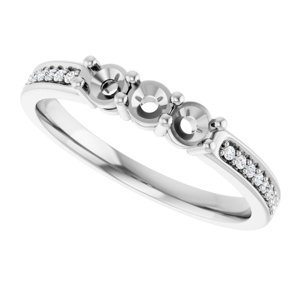 14K White 3-Stone .06 CTW Lab-Grown Diamond Semi-Set Family Ring