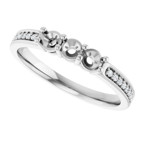 14K White 3-Stone .06 CTW Lab-Grown Diamond Semi-Set Family Ring