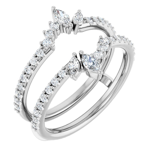 14K White 1/2 CTW Natural Diamond Ring Guard