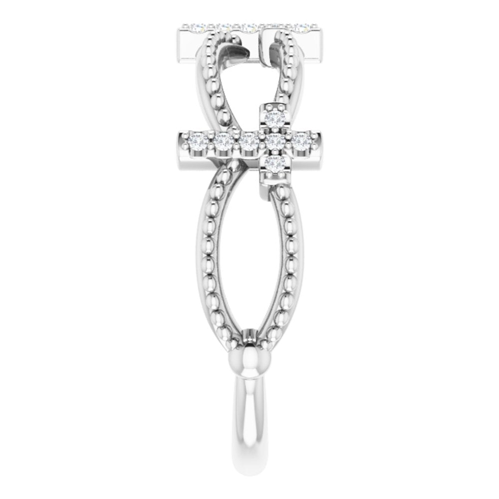 14K White .08 CTW Natural Diamond Stackable Cross Ring