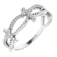 14K White .08 CTW Natural Diamond Stackable Cross Ring  