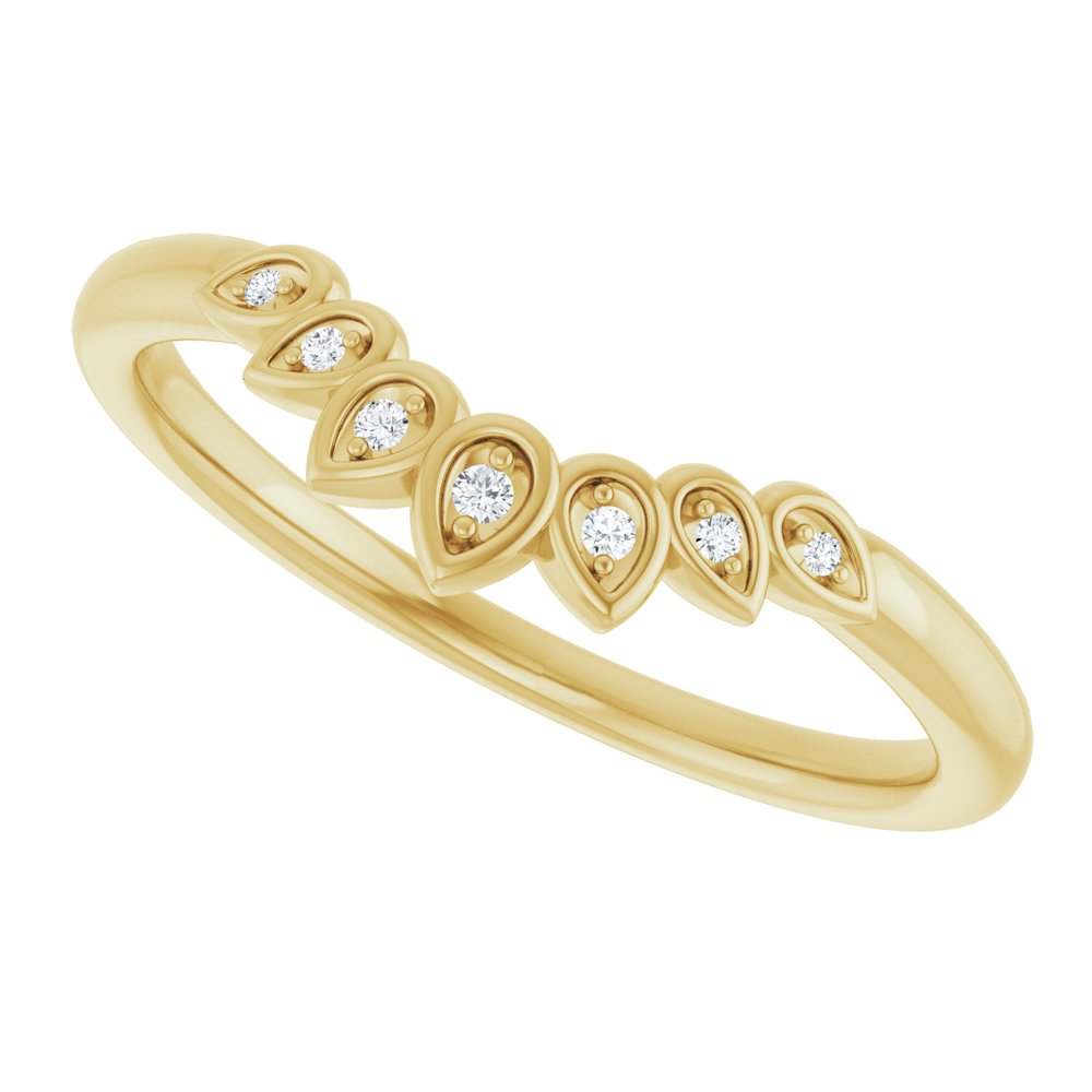 14K Yellow .025 CTW Natural Diamond Floral Contour Band