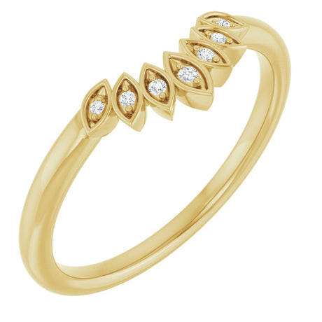 14K Yellow .025 CTW Natural Diamond Floral Contour Band
