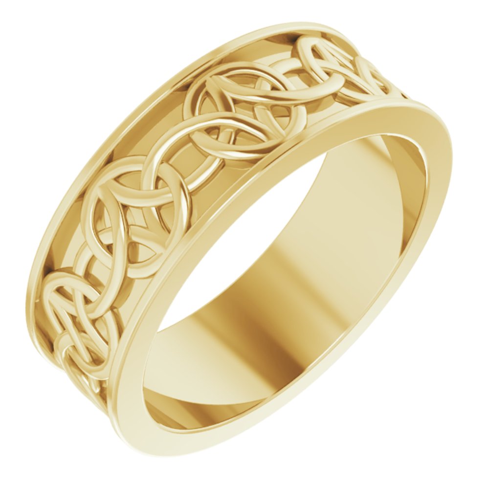 14K Yellow 7 mm Celtic-Inspired Flat Band Size 8