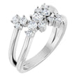 14K White 1/2 CTW Natural Diamond Cluster Bypass Ring