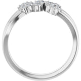 14K White 1/2 CTW Natural Diamond Cluster Bypass Ring