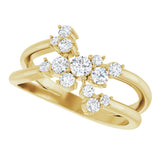 14K Yellow 1/2 CTW Natural Diamond Cluster Bypass Ring