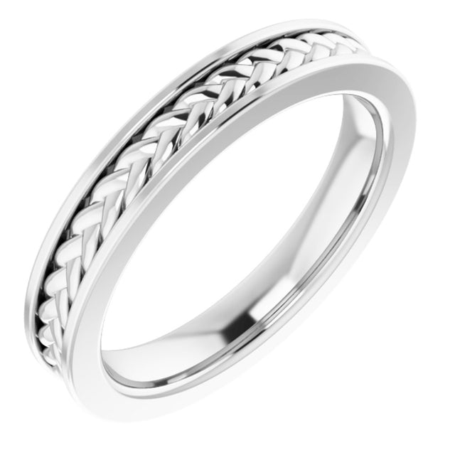 Platinum 3 mm Woven Design Band  Size 6