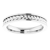 Platinum 3 mm Woven Design Band  Size 6