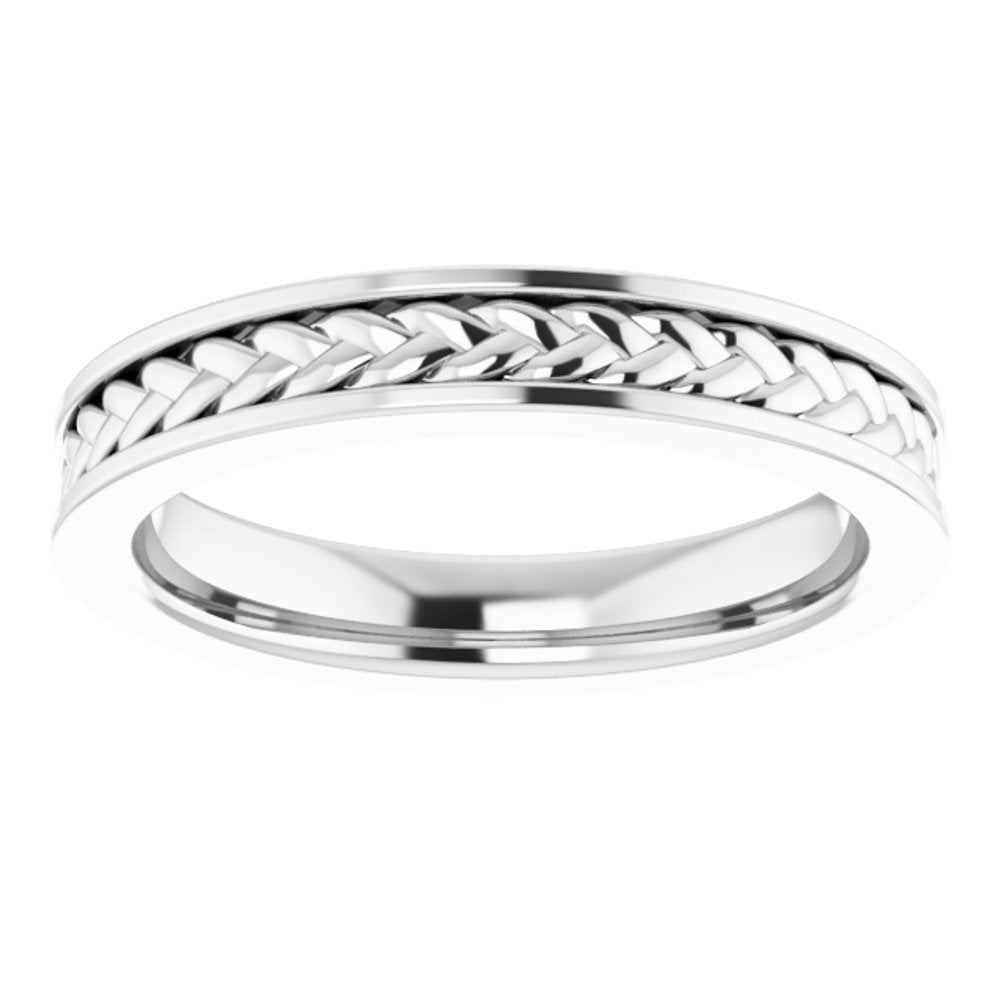 Platinum 3 mm Woven Design Band  Size 6