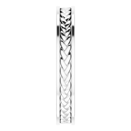 Platinum 3 mm Woven Design Band  Size 6