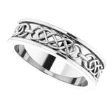 14K White Gold 6 mm Celtic-Inspired Flat Band Size 10