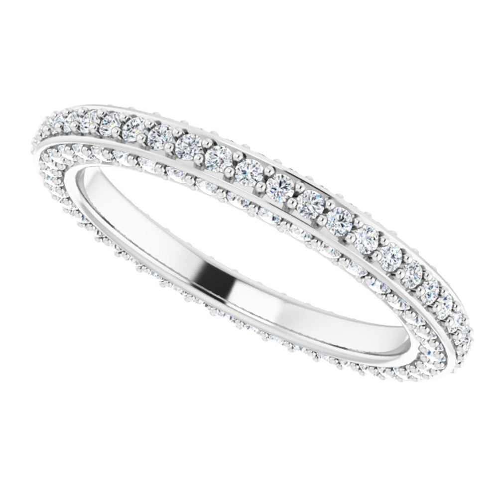 14K White 5/8 CTW Natural Diamond Eternity Band Size 4
