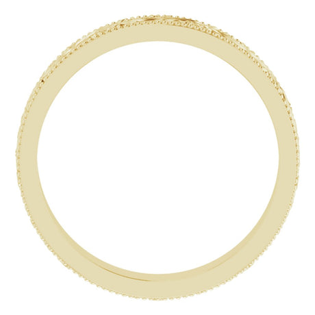 10K Yellow Gold 4 mm Milgrain Edge Floral Flat Band Size 8.5