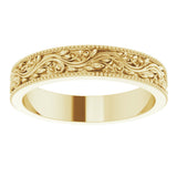 14K Yellow 4 mm Sculptural Milgrain Band