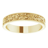10K Yellow Gold 4 mm Milgrain Edge Floral Flat Band Size 8.5