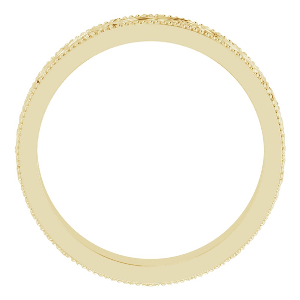 14K Yellow 4 mm Sculptural Milgrain Band