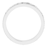 14K White Gold 4 mm Milgrain Edge Floral Flat Band Size 5.5