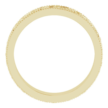 14K Yellow Gold 4 mm Milgrain Edge Floral Flat Band Size 5.5