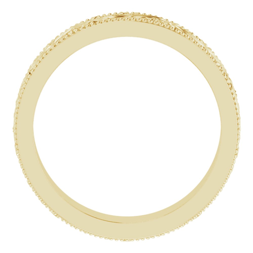 14K Yellow Gold 4 mm Milgrain Edge Floral Flat Band Size 4.5