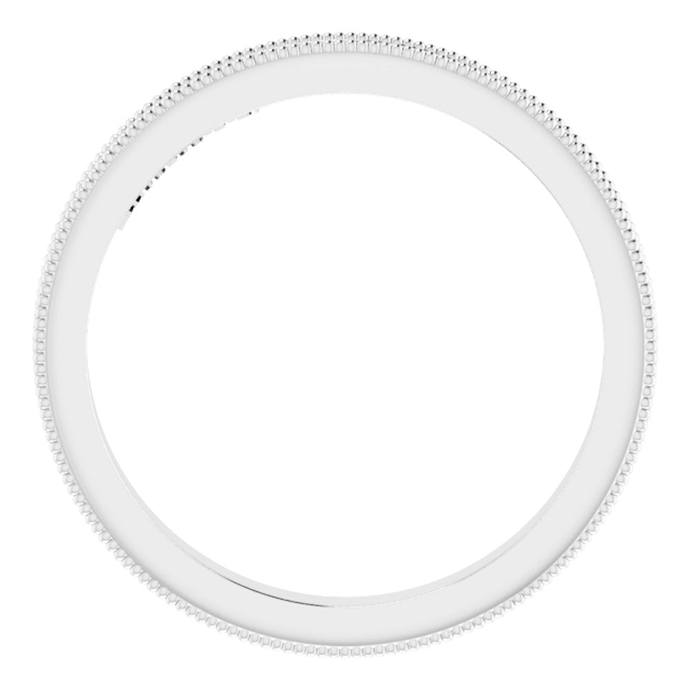 14K White Gold 2.5 mm Milgrain Edge Sculptural Flat Band Size 7