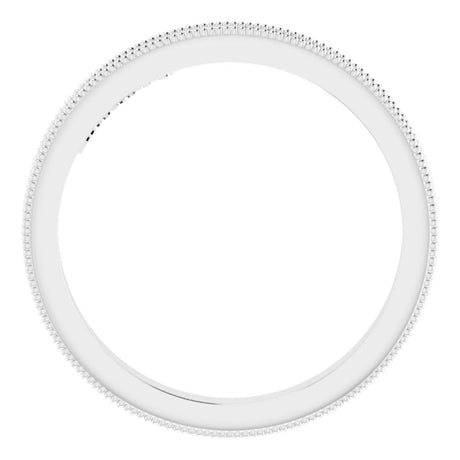 14K White 2.5 mm Milgrain Edge Sculptural Flat Band Size 7